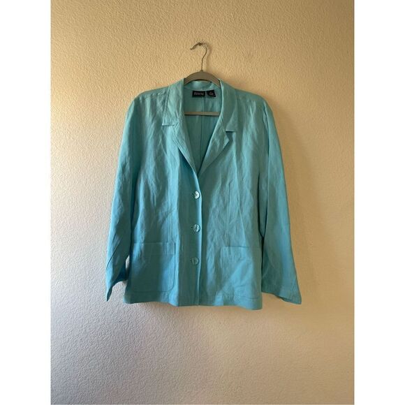 No Brand Jackets & Blazers - Vintage women’s blue linen blend blazer size xl